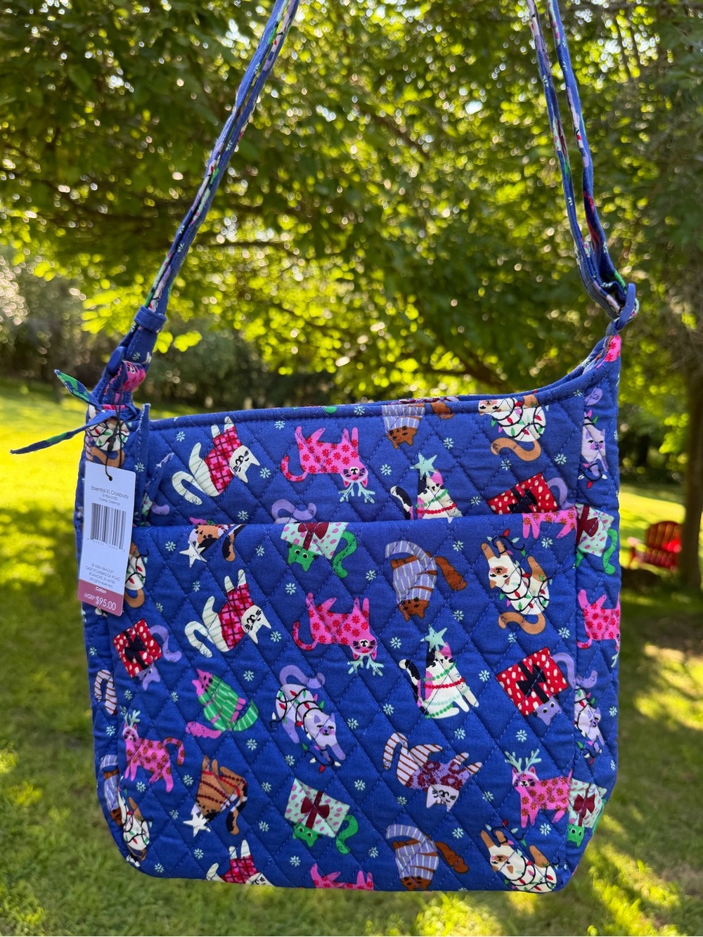 Vera Bradley Essential XL Crossbody Catnip Christmas Cats NWT $95